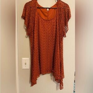 Dress Barn Burnt Orange Crochet Top